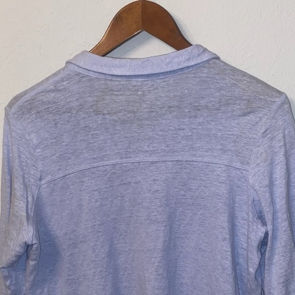 Women's Tahari Light Blue 100% Linen Button Down Collared Shirt - Picture 9 of 10